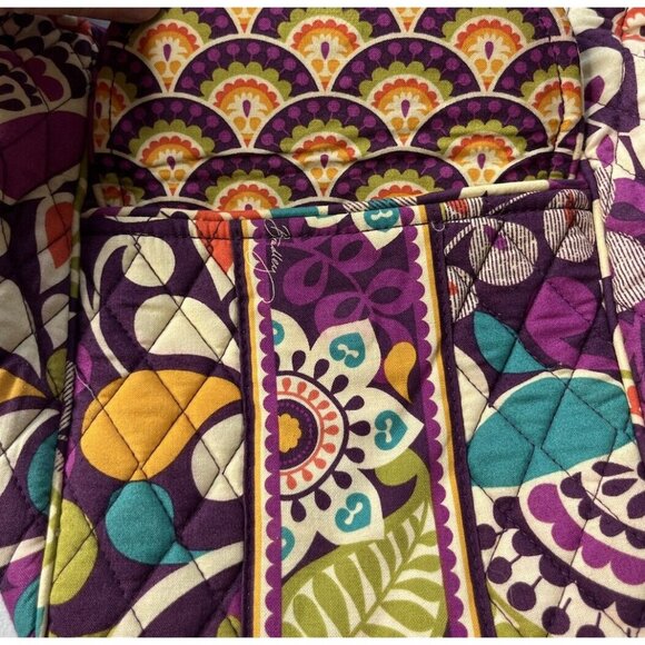 Vera Bradley Crossbody Purse Bag Carryall Plum Crazy Zipper Front Pocket - Picture 9 of 11